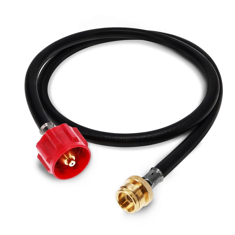 GasOne Gas One 4 ft Propane Hose 1lb to 20lb Adapter Hose - 16.4 oz to 20 lb Propane Tank QCC1/ Type 1 - Allows 5+lb Propane Tanks, Black - Image 1