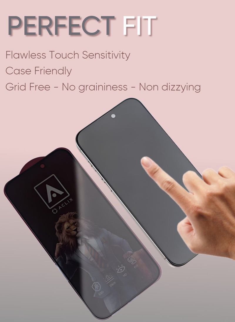 ACLIX 2 Pieces Antistatic ESD Dust Proof Premium Quality High Definition Anti-Spy Privacy Tempered Glass Screen Protector Designed For  iPhone 14 Plus - Image 5