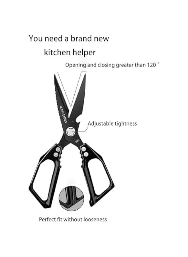 Multi-Purpose Rust Proof Kitchen Shears,Dishwasher Safe,Can be Used to Cut Vegetables, Chicken, Steak,Scrape Fish Scales, and Open Bottle Caps, etc(Silvery)