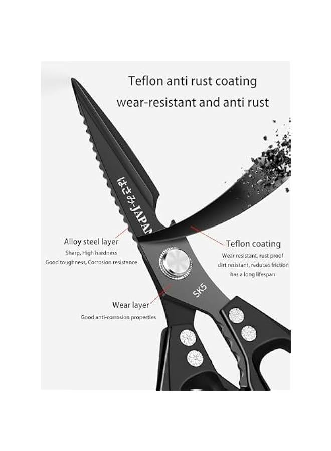 Multi-Purpose Rust Proof Kitchen Shears,Dishwasher Safe,Can be Used to Cut Vegetables, Chicken, Steak,Scrape Fish Scales, and Open Bottle Caps, etc(Silvery)