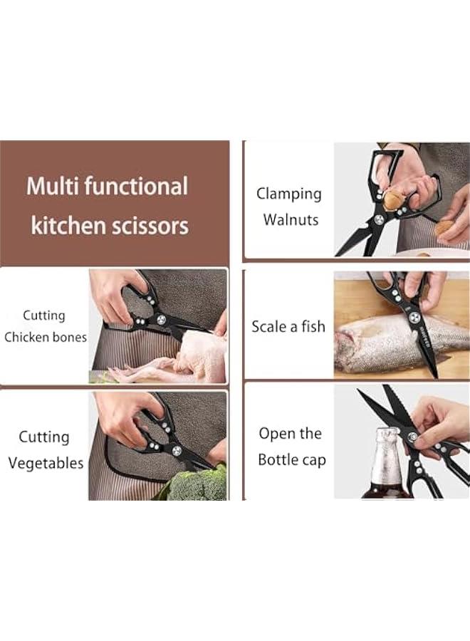 Multi-Purpose Rust Proof Kitchen Shears,Dishwasher Safe,Can be Used to Cut Vegetables, Chicken, Steak,Scrape Fish Scales, and Open Bottle Caps, etc(Silvery)