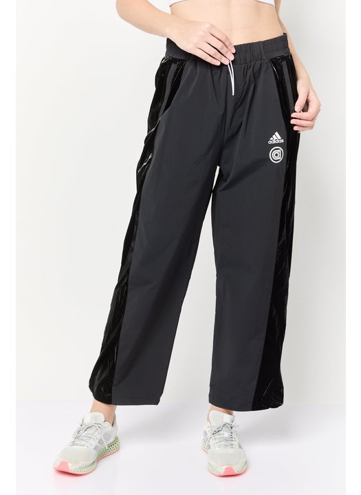 Women Sportswear Fit Drawstring Training Track Pants, Black