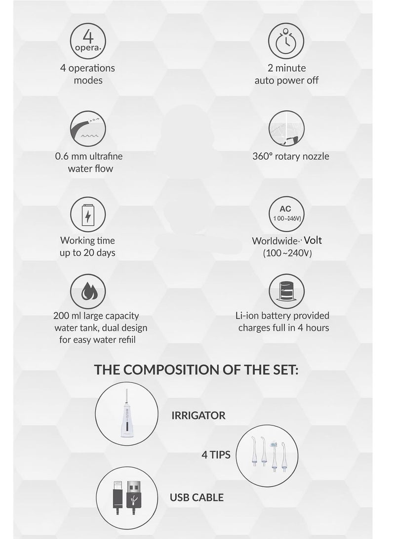 Oromed ORO Dent Wireless Rechargeable Water Flosser for Teeth Cleaning – Portable Water Flosser for Teeth Cleaning, 200ml Tank, 4 Nozzles - Image 4