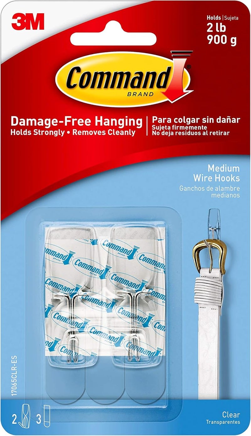 Command Medium Wire Toggle Hook, Clear, 2-Hooks, Organize Damage-Free - Image 1