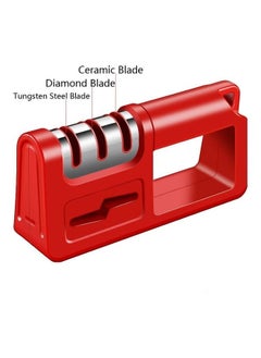NIBEMINENT 2-Piece Three-Stage Diamond Cutter Head Kitchen Sharpener Red/Silver  - Image 1