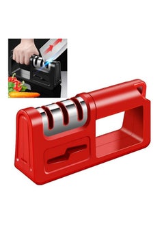 NIBEMINENT 2-Piece Three-Stage Diamond Cutter Head Kitchen Sharpener Red/Silver  - Image 2