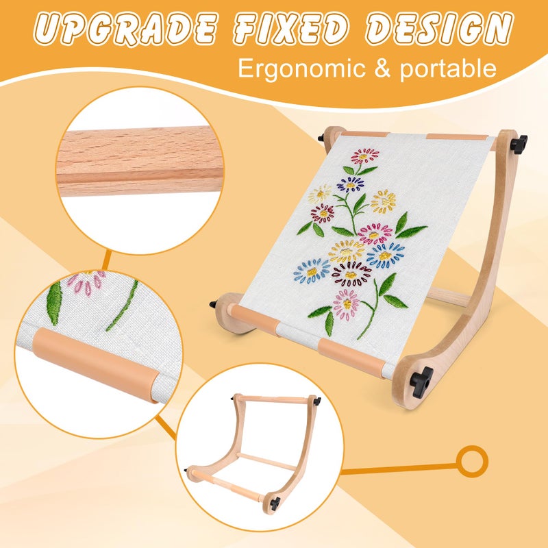 Windspeed Adjustable Embroidery Table Stand Wood Embroidery Hoop Holder Hands Free Cross Stitch Hoop Stand for Arts Crafts Sewing Needlework Cross Stitch Supplies - Image 3