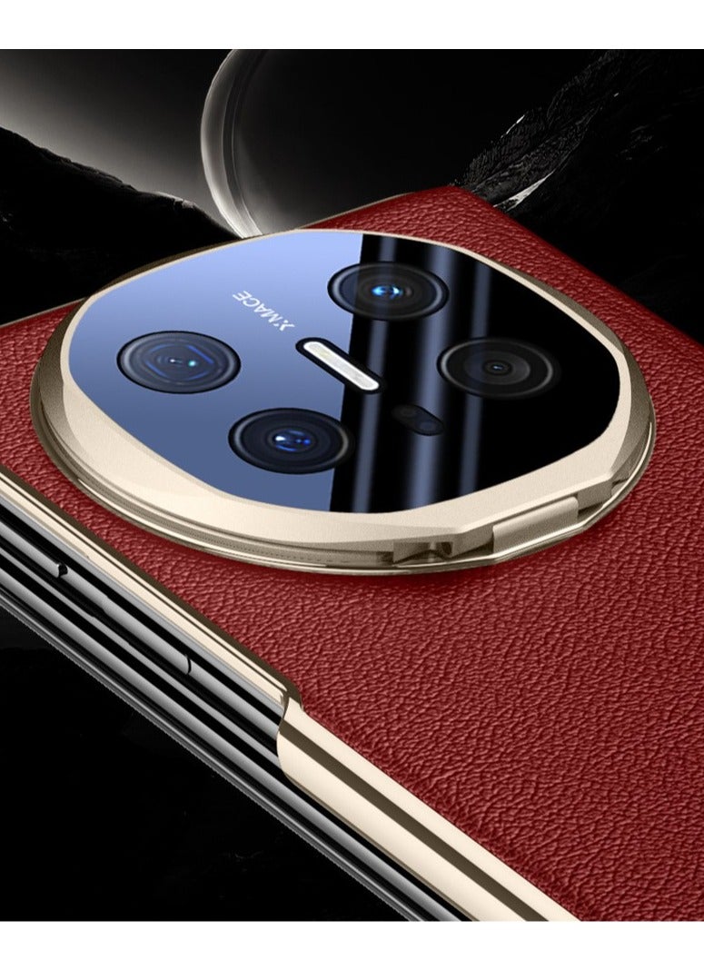 عام غطاء متوافق مع هواوي ميت إكس6 - غطاء جلدي بنافذة ذكية مع إجابة بدون فتح [استيقاظ/نوم تلقائي]، حماية عدسة الكاميرا مع حامل معدني - Image 4