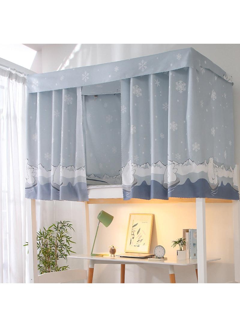 Dormitory bed curtains, student dormitories with physical shading bed curtains 1.35 * 2m 2pcs, with dust-proof top cloth - Image 1