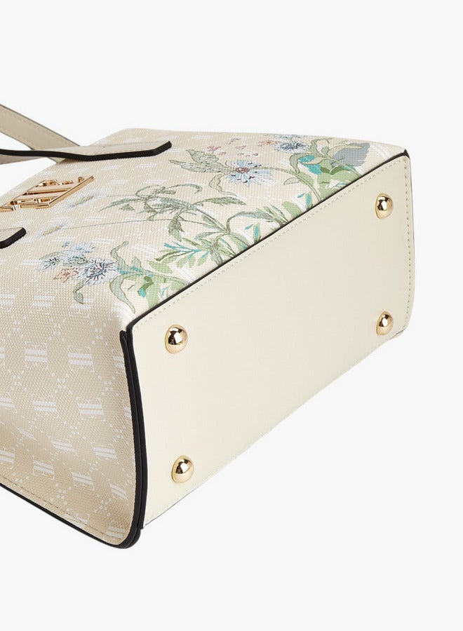 ELLE Women Floral Print Tote Bag with Double Handle and Zip Closure - Image 5