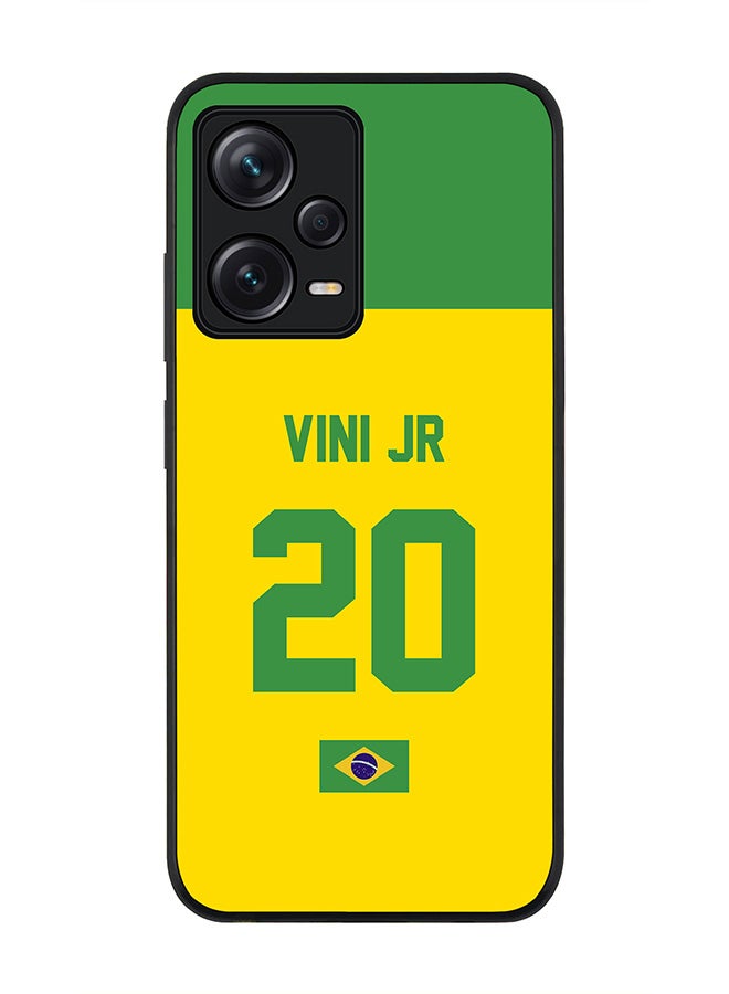 Stylizedd Rugged Black edge case for Redmi Note 12 Pro 5G Slim fit Soft Case Flexible Rubber Edges Anti Drop TPU Gel Thin Cover-Brazil Player Name - Vini Jr - Image 1