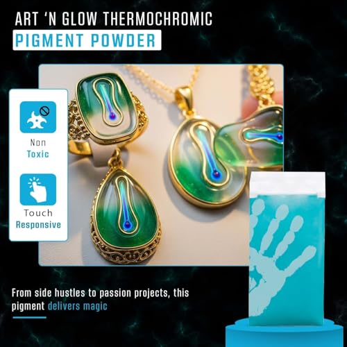 Art 'N Glow Thermochromic Pigment Color Changing Powder - 20 Grams - Heat Sensitive Great for Art - DIY Crafts - Art Projects & Party Decorations - 10+ Colors Available - (Green to Yellow) - Image 5