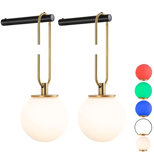 jengush Battery Operated Wall Sconces Set of 2Dimmable Wall Sconce Battery Powered with Remote ControlIndoor Not Hardwired Wall Lamp for Bedroom MidCentury Modern Wall Light
