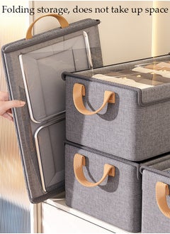Foldable Wardrobe With Lid, Clothes Storage Box, Foldable Fabric Storage Box, Layered Drawer Style Pants Storage Box, Jeans, Sweaters, Shirts Storage Box, Suitable For Home Dormitory Organizer (Grey)