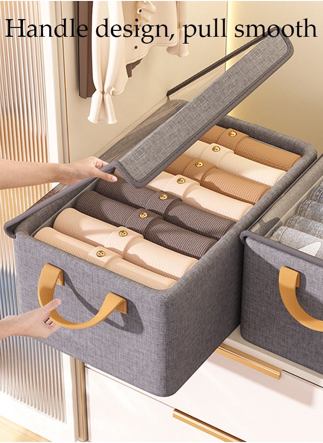DUNISO - Foldable Wardrobe With Lid, Clothes Storage Box, Foldable Fabric Storage Box, Layered Drawer Style Pants Storage Box, Jeans, Sweaters, Shirts Storage Box, Suitable For Home Dormitory Organizer (Grey) - Image 1