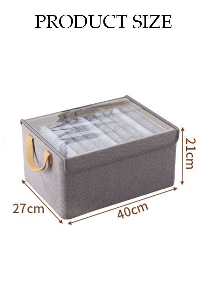 DUNISO - Foldable Wardrobe With Lid, Clothes Storage Box, Foldable Fabric Storage Box, Layered Drawer Style Pants Storage Box, Jeans, Sweaters, Shirts Storage Box, Suitable For Home Dormitory Organizer (Grey) - Image 1