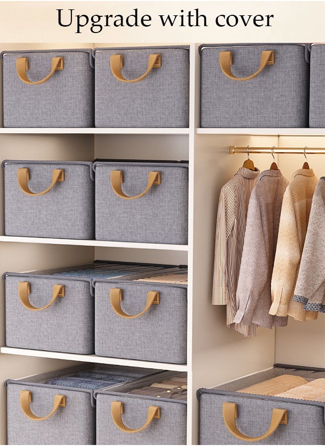 DUNISO - Foldable Wardrobe With Lid, Clothes Storage Box, Foldable Fabric Storage Box, Layered Drawer Style Pants Storage Box, Jeans, Sweaters, Shirts Storage Box, Suitable For Home Dormitory Organizer (Grey) - Image 1