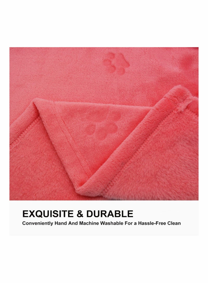 3 Pcs Pet Flannel Blankets Super Soft Fluffy Premium Fleece Pet Bed Blanket Cat Paw Cat Kitten Paw Print Blanket for Dog Puppy Pink Small - Image 5