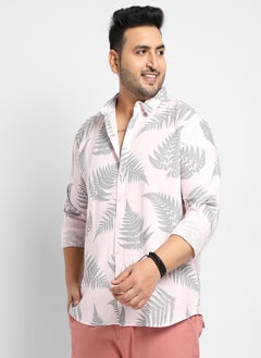 Instafab Plus Men's Light Pink & Dark Grey Contrast Fern Shirt  - Image 3