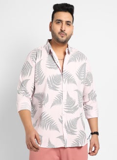 Instafab Plus Men's Light Pink & Dark Grey Contrast Fern Shirt  - Image 2
