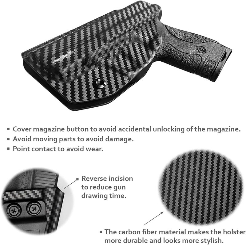 POLE.CRAFT M&P Shield 9MM Holster IWB Kydex Holster Fit: Smith & Wesson M&P Shield Plus / M2.0 / M1.0-9mm/.40 S&W 3.1" Barrel Pistol- Inside Waistband - Image 4