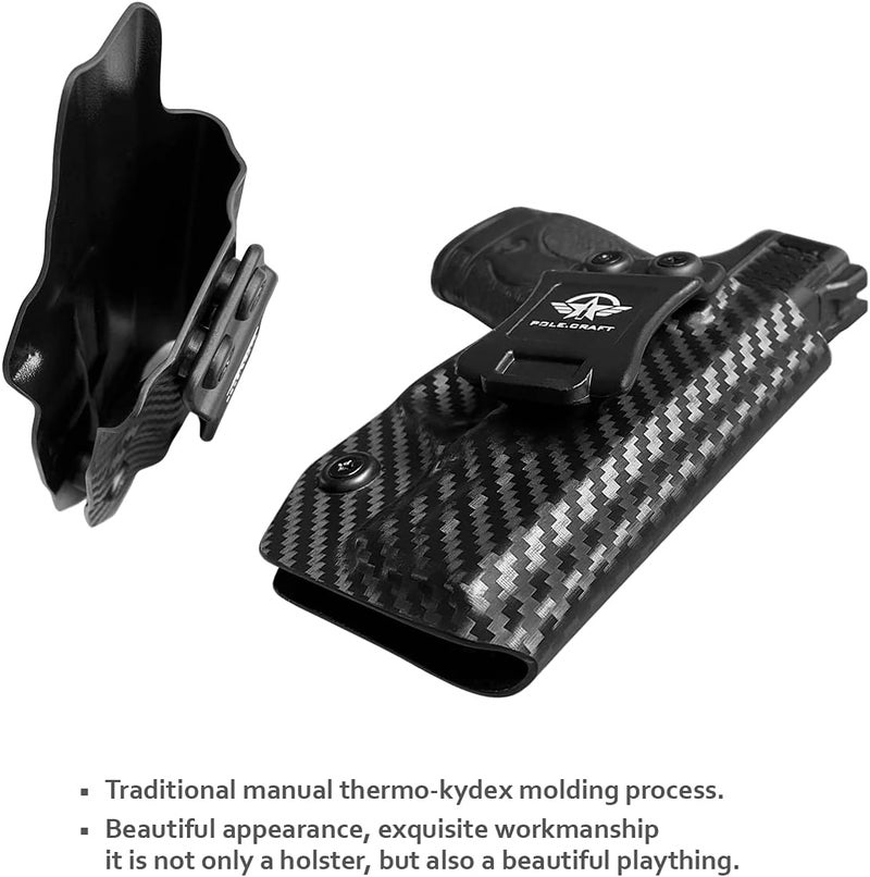 POLE.CRAFT M&P Shield 9MM Holster IWB Kydex Holster Fit: Smith & Wesson M&P Shield Plus / M2.0 / M1.0-9mm/.40 S&W 3.1" Barrel Pistol- Inside Waistband - Image 5