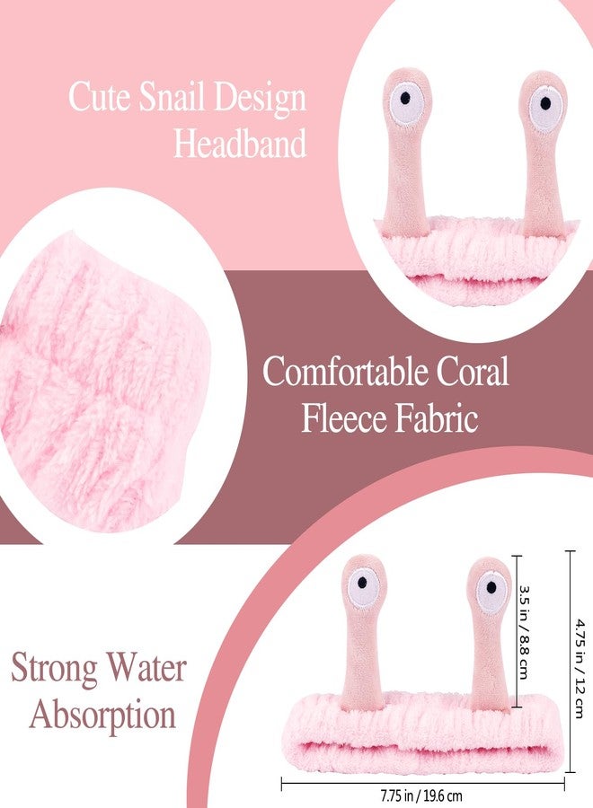 Atoden Snail Spa Headband and Wristband Set Skincare Makeup Headband for Washing Face Cute Animal Spa Head Band for Women Girls Stocking Stuffers (Pink Blue Green) - Image 5