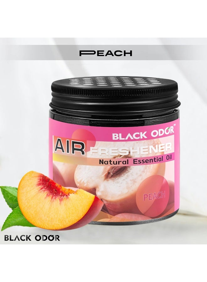 Black Odor Air Freshener Gel 180g, Peach Scent with Natural Essential Oils – Long-Lasting Odor Eliminator for Car & Home BO-03 - Image 1