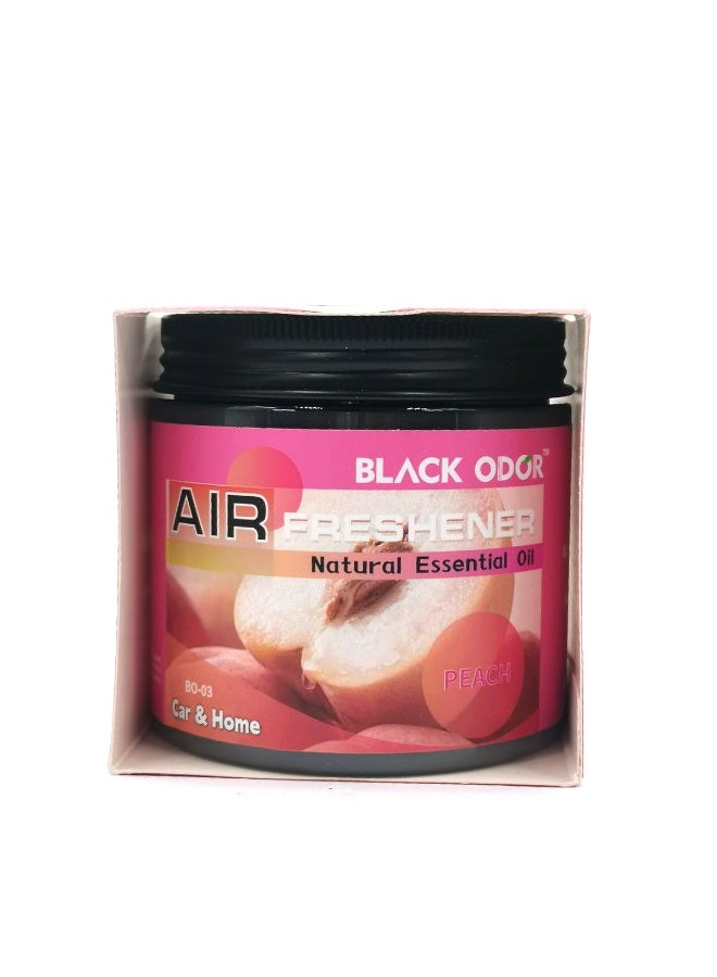 Black Odor Air Freshener Gel 180g, Peach Scent with Natural Essential Oils – Long-Lasting Odor Eliminator for Car & Home BO-03 - Image 4