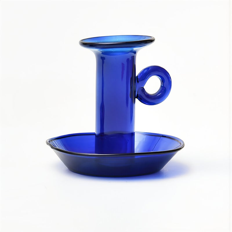 Glass Candle Holder with Handle 8.5cm for Dinner Party Wedding Home Decor - Image 1