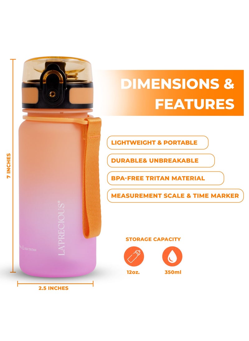 LA' PRECIOUS LA' PRECIOUS 350ml Kids Water Bottle - USA Tritan Material Non-Toxic BPA Free - Fast Flow - Flip Top Leak Proof Lid and One Click Open  - Image 3