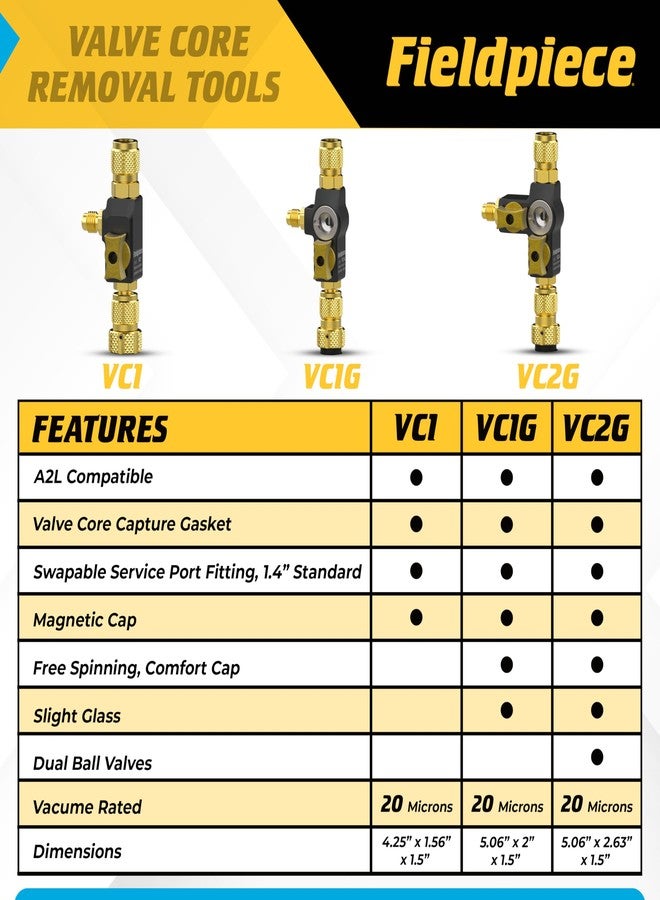 Fieldpiece - VC1G 1/4″ Valve Core Removal Tool with Sight Glass - Vacuum-Rated 20 microns & A2L Compatible - Ideal for HVAC Tool Kit - Image 5