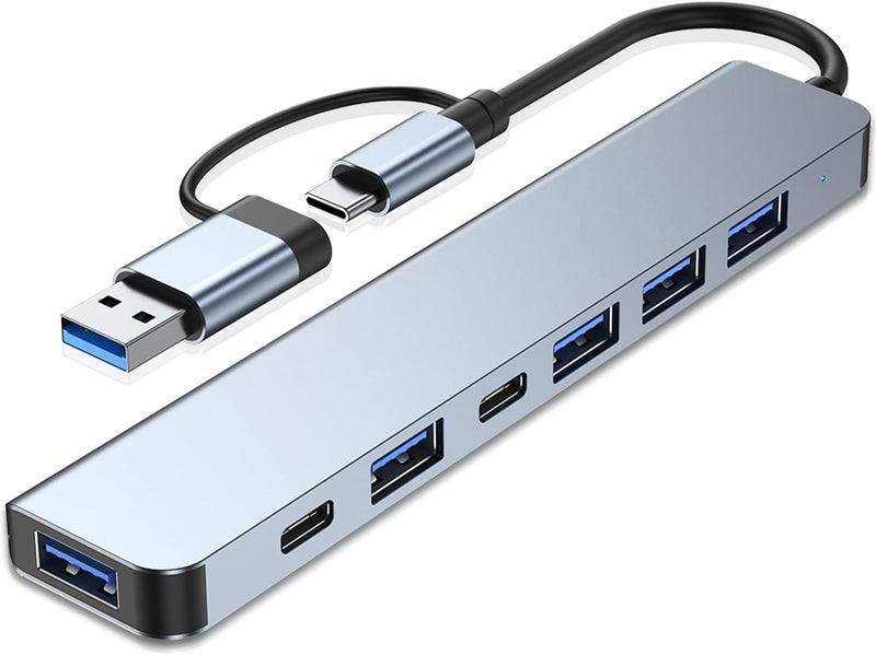 ڤينون محور USB C من VIENON، محور USB 3.0، موسع USB ألومنيوم 7 في 1، مقسم USB مع منفذ USB 3.0 واحد، 4 منافذ USB 2.0 ومنفذي USB C لأجهزة MacBook Pro Air والمزيد من أجهزة الكمبيوتر/اللابتوب/التابلت - Image 1