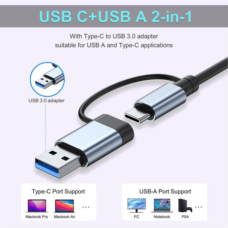 ڤينون محور USB C من VIENON، محور USB 3.0، موسع USB ألومنيوم 7 في 1، مقسم USB مع منفذ USB 3.0 واحد، 4 منافذ USB 2.0 ومنفذي USB C لأجهزة MacBook Pro Air والمزيد من أجهزة الكمبيوتر/اللابتوب/التابلت - Image 5