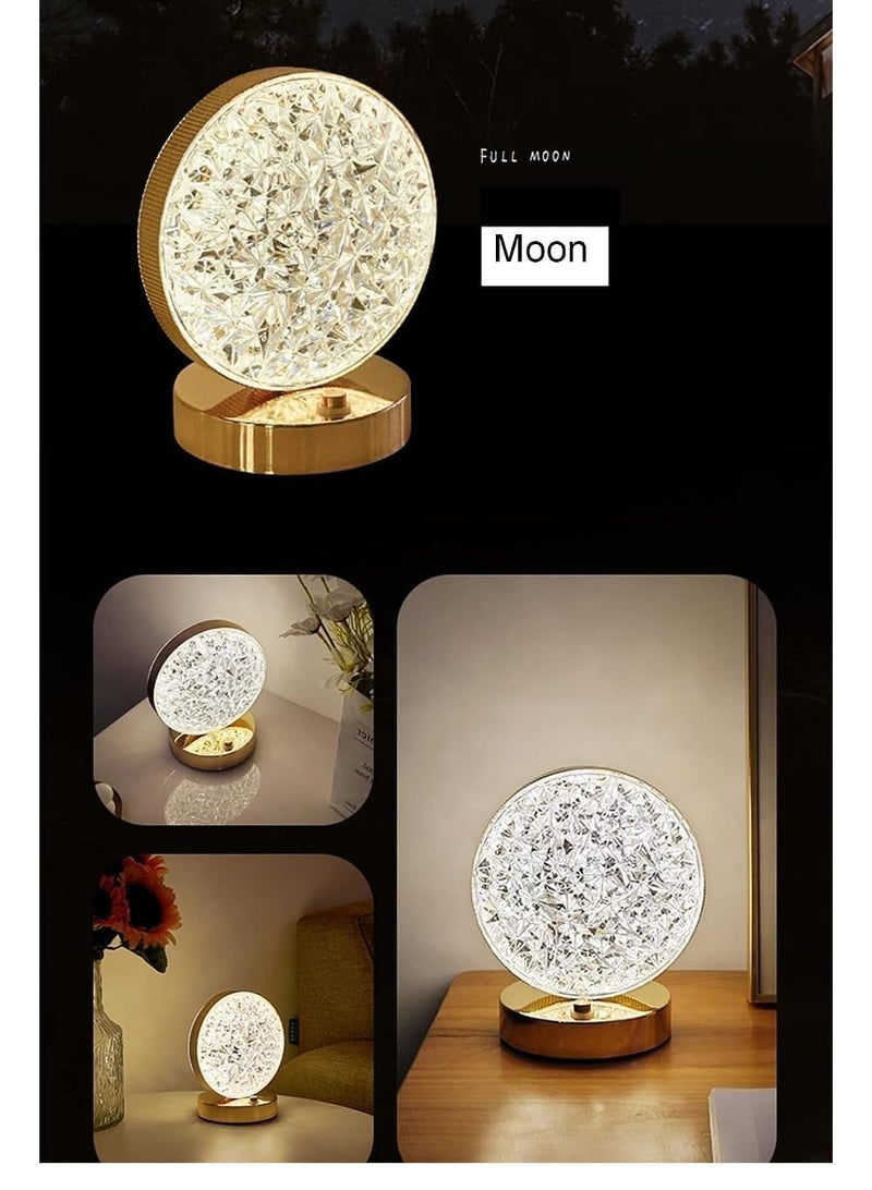 نصف القمر  مصباح طاولة كريستال LED على شكل قمر ، مصباح ليلي LED بمستشعر لمس و3 اوضاع الوان قابلة للتعديل مع كيبل USB، اضاءة داخلية للمنزل والمكتب وغرفة النوم والمعيشة - Image 4