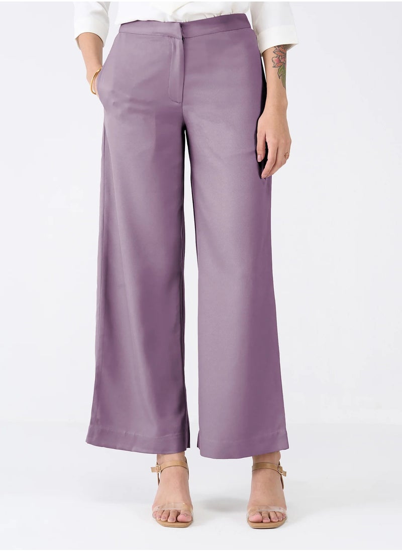Salt Attire Women's Mid-Rise Wide Leg Trousers with Stylish Fly Front Zip Closure and Side Inseam Pockets Comfortable, Elegant Pants for Office Wear, Business Meetings, and Formal Occasions  - Image 1
