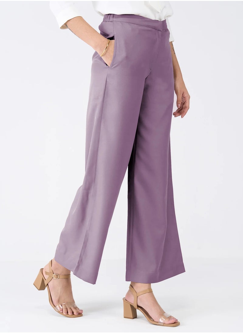 Salt Attire Women's Mid-Rise Wide Leg Trousers with Stylish Fly Front Zip Closure and Side Inseam Pockets Comfortable, Elegant Pants for Office Wear, Business Meetings, and Formal Occasions  - Image 3