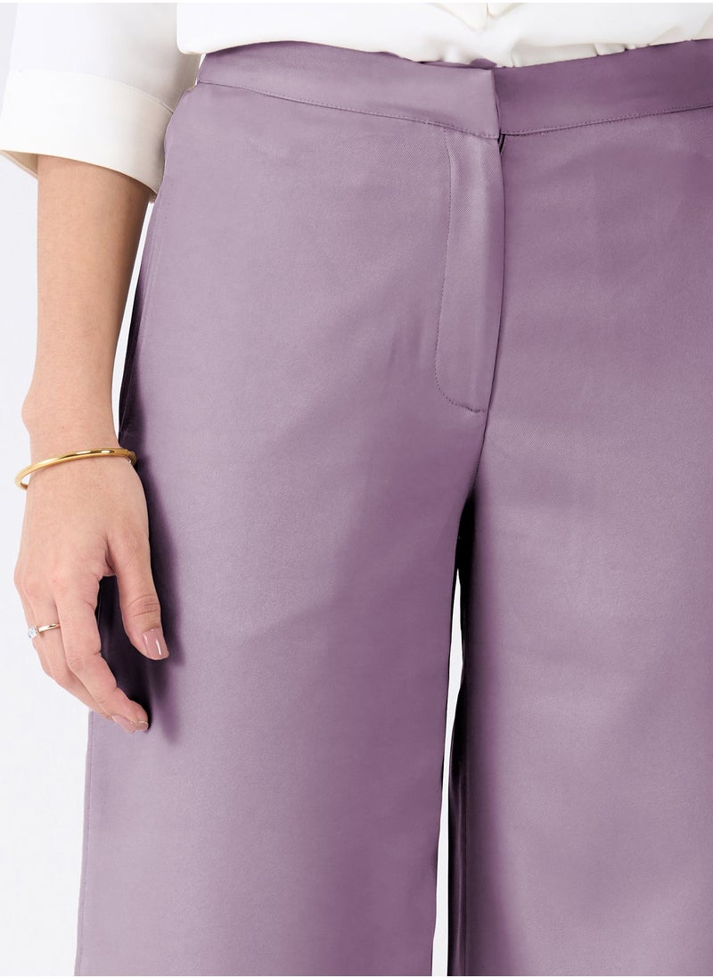 Salt Attire Women's Mid-Rise Wide Leg Trousers with Stylish Fly Front Zip Closure and Side Inseam Pockets Comfortable, Elegant Pants for Office Wear, Business Meetings, and Formal Occasions  - Image 4