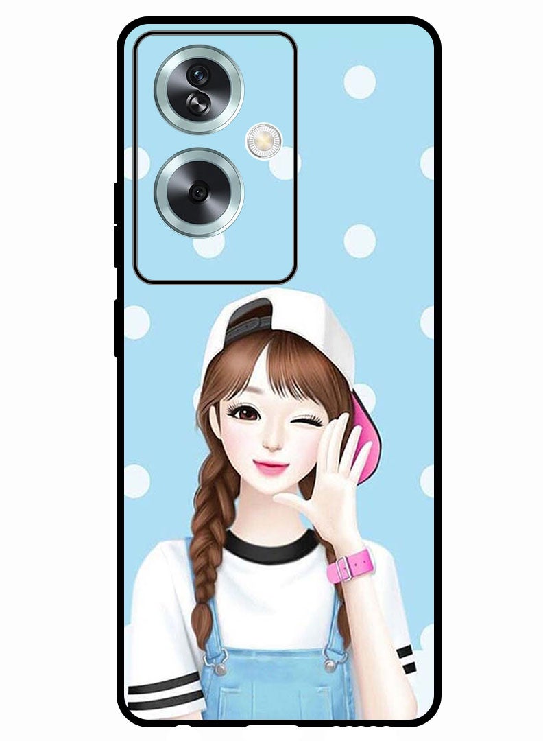 Theodor Protective Case Anti Scratch Shock Proof Bumper Cover For Oppo A2 Girl Wear Cap - Image 1