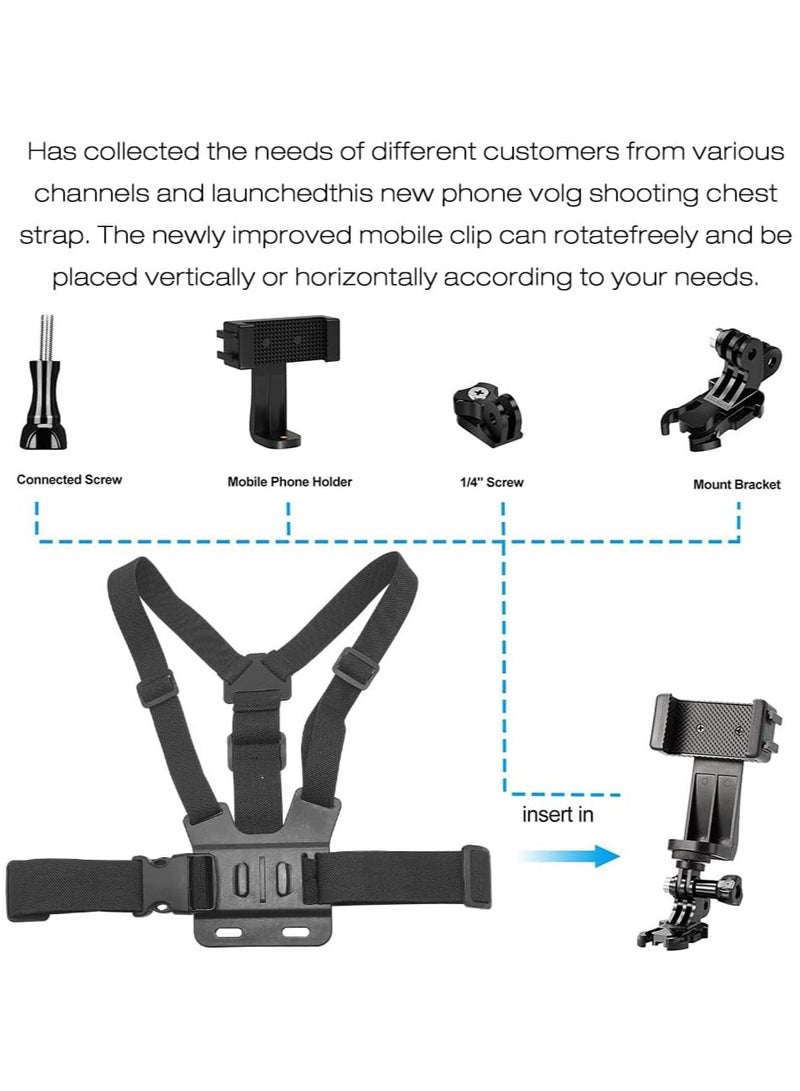 Arabest Mobile Phone Chest Mount Strap Holder, Anti Slide Strap Mount for Phone/GoPro Hero 360 Degree Rotary for Video Recording Camera Harness  - Image 4