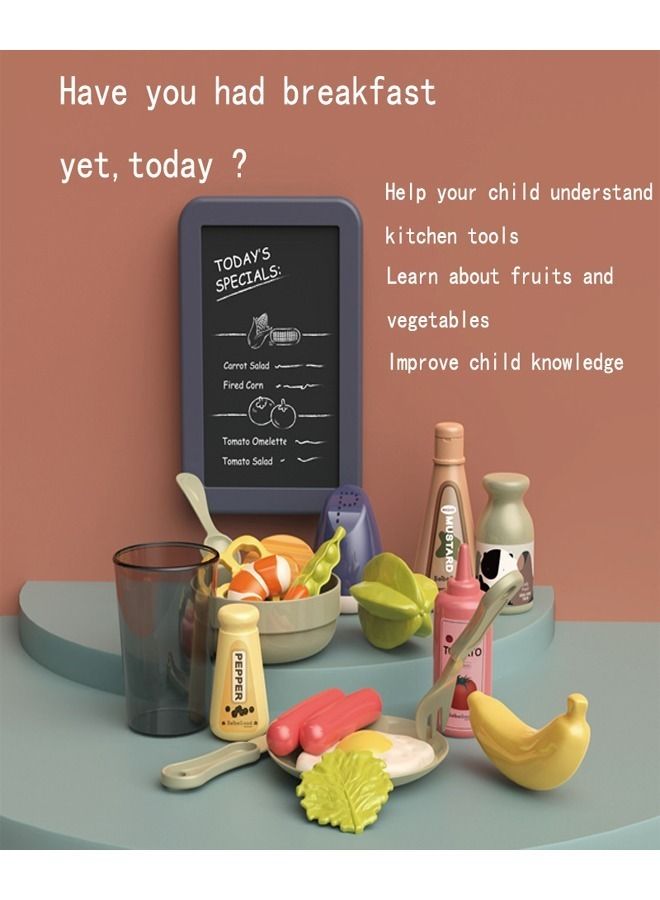 fashionhome 42 Pieces Kids Kitchen Toys Pack Simulation Spray Water Dinnerware Play Cooking Table Set - Image 2