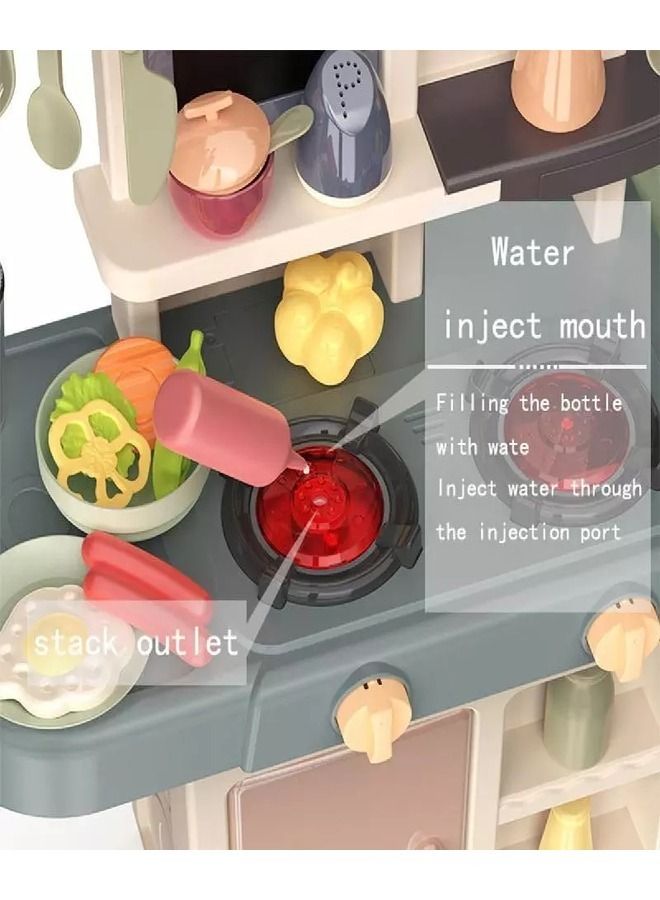 fashionhome 42 Pieces Kids Kitchen Toys Pack Simulation Spray Water Dinnerware Play Cooking Table Set - Image 4