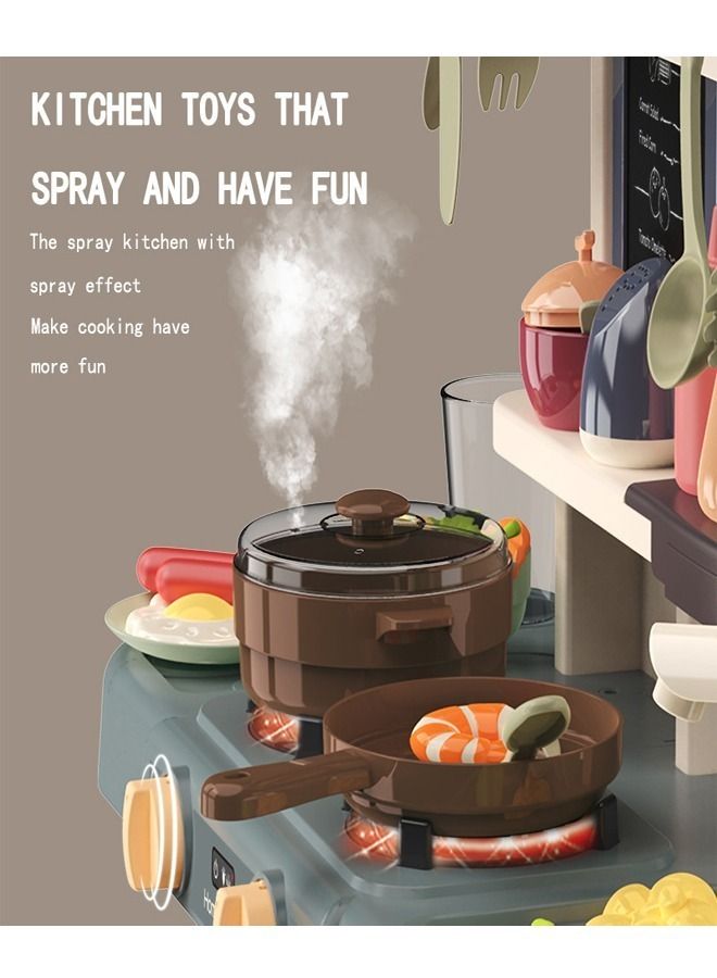 fashionhome 42 Pieces Kids Kitchen Toys Pack Simulation Spray Water Dinnerware Play Cooking Table Set - Image 3