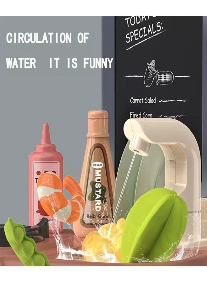 fashionhome 42 Pieces Kids Kitchen Toys Pack Simulation Spray Water Dinnerware Play Cooking Table Set - Image 5