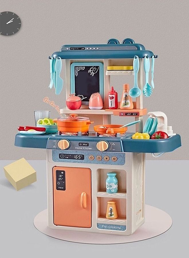 fashionhome 42 Pieces Kids Kitchen Toys Pack Simulation Spray Water Dinnerware Play Cooking Table Set - Image 1