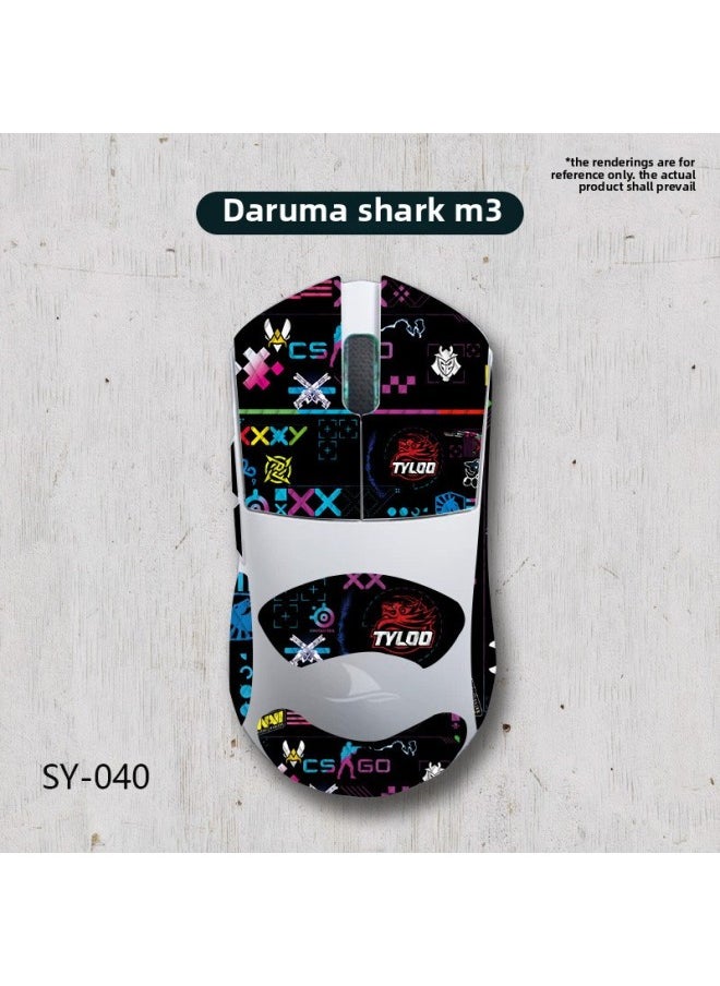 Generic - Applicable Mouse Anti-slip Stickers Darmoshark Damo Shark M3 Special Side Sweat-absorbing Protective Stickers Full Set Of Palm-Color:Damo Shark M3-SY-040 Team Print/Black Diamond-all Inclusive - Image 1
