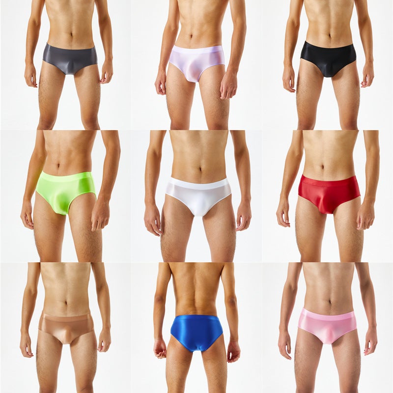 Crotch Seamless One-Piece Oil Bright Gloss Silky High Elastic Large Size Men'S And Women'S Briefs Underwear Transparent 7056 - Image 2