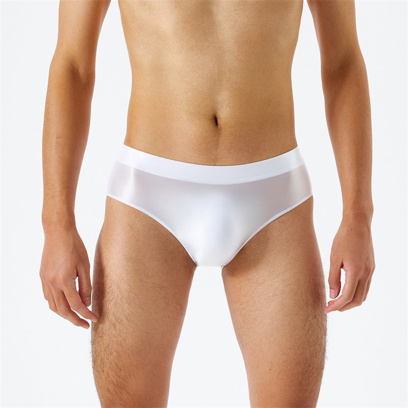 Crotch Seamless One-Piece Oil Bright Gloss Silky High Elastic Large Size Men'S And Women'S Briefs Underwear Transparent 7056 - Image 1