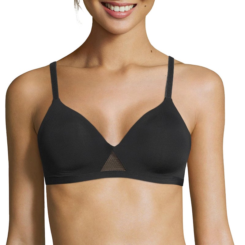 Hanes womens Oh So Light Foam Comfortflex Fit Wirefree Mhg521 Bra, Black/Nude, Medium US - Image 1