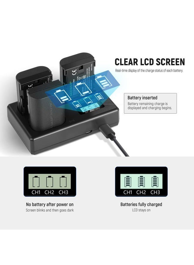 Neewer LP-E6NH Replacement Battery and USB Charger Set, Pack of 3, 2250 mAh Replacement for LP-E6NH Battery & Triple Slot USB Charger Compatible with Canon EOS R7 R5 R6 R6 II R, 5DIV, 6DII, 7DII, 80D, - Image 4